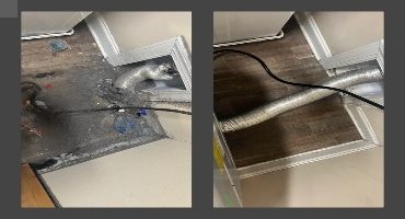 Before and after. dirty dryer pipe.